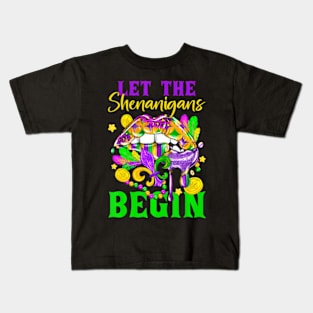 Mardi Gras Lips Let The Shenanigans Begin Kids Men Women Kids T-Shirt